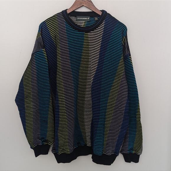 Vintage Other - Men's Vintage Tundra Sweater Black Green Blue Cosby Sweater XL